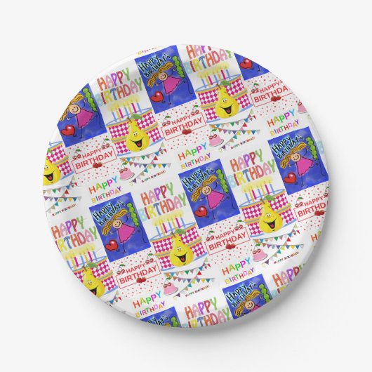 Papieren Borden, Happy Birthday Bordje (Voorkant)