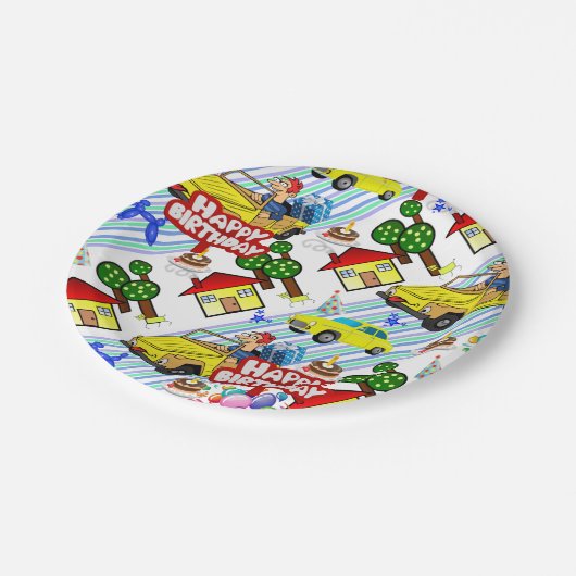 Papieren Borden, Happy Birthday Cars Jongens Papieren Bordje (Gekanteld)