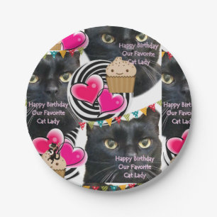 Papieren Borden, Happy Birthday Cat Lady Paper-Bor Bordje