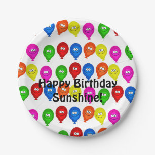 Papieren Borden, Happy Birthday Colorful Balloons Bordje