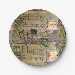 Papieren Borden, Happy Birthday Construction Tools Bordje