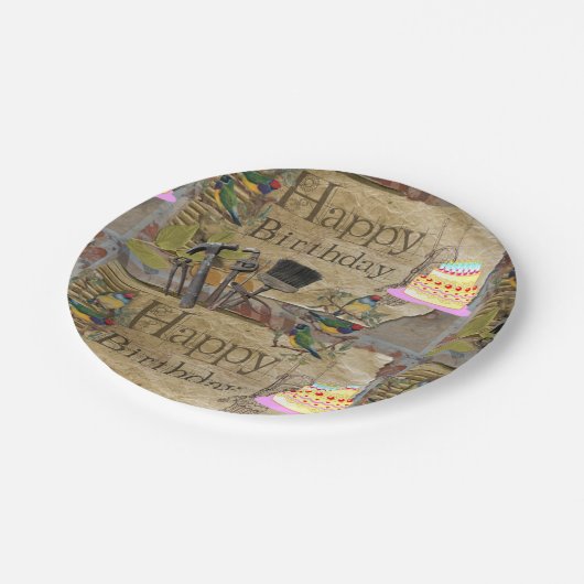 Papieren Borden, Happy Birthday Construction Tools Papieren Bordje (Gekanteld)