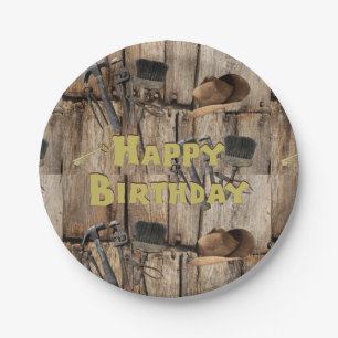 Papieren Borden, Happy Birthday Country Tools Bordje