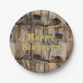 Papieren Borden, Happy Birthday Country Tools Papieren Bordje (Voorkant)