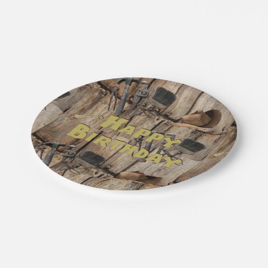 Papieren Borden, Happy Birthday Country Tools Papieren Bordje (Gekanteld)