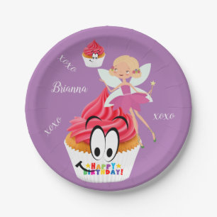 Papieren Borden, Happy Birthday Cupcake Fairy Bordje