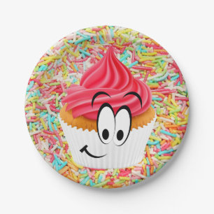 Papieren Borden, Happy Birthday Cupcake Sprinkles Bordje