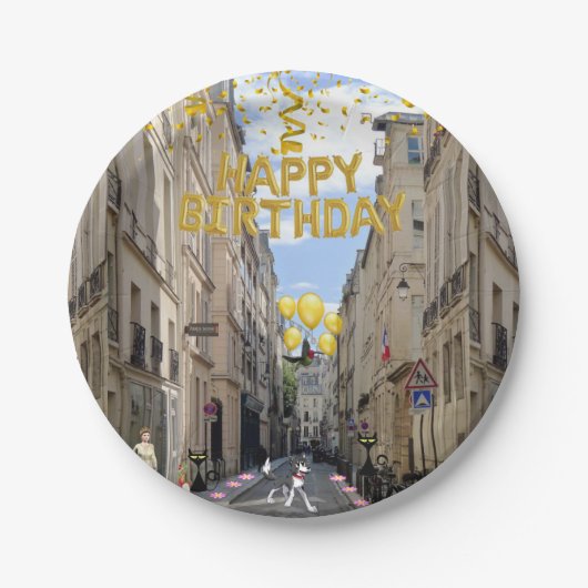 Papieren Borden, Happy Birthday France Dog Papieren Bordje (Voorkant)