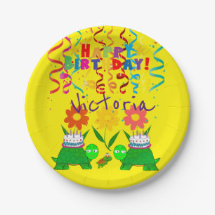 Papieren Borden, Happy Birthday Green Turtles Bordje