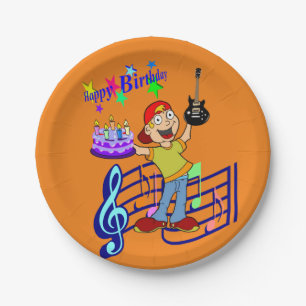 Papieren Borden, Happy Birthday Guitar Rock Music Bordje