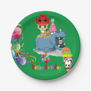 Papieren Borden, Happy Birthday Hippopotamus Kitte Bordje
