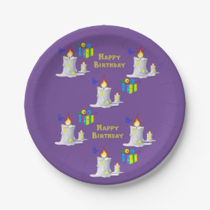 Papieren Borden, Happy Birthday-kaarsen Bordje