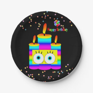 Papieren Borden, Happy Birthday-kaarsen Bordje