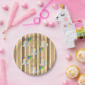 Papieren Borden, Happy Birthday-kaarsen stripe Papieren Bordje (Feest)