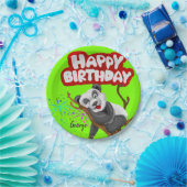 Papieren Borden, Happy Birthday Panda Beer Papieren Bordje (Feest)