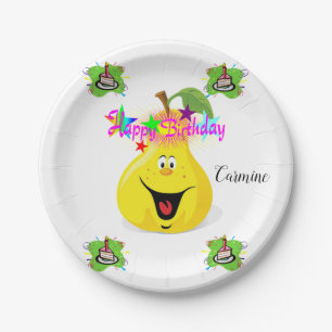Papieren Borden, Happy Birthday Pear Cake Papieren Bordje