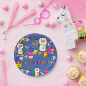 Papieren Borden, Happy Birthday Penguin Bordje (Feest)