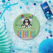 Papieren Borden, Happy Birthday Penguin Candles Papieren Bordje (Feest)