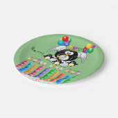 Papieren Borden, Happy Birthday Penguin Candles Papieren Bordje (Gekanteld)