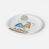 Papieren Borden, Happy Birthday-Petten Papieren Bordje (Gekanteld)