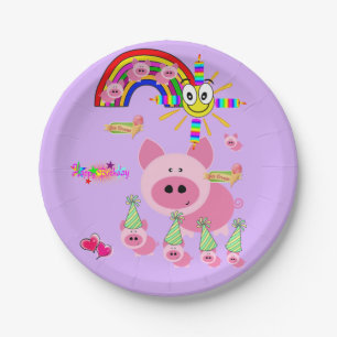 Papieren Borden, Happy Birthday Pink Bordje