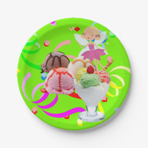 Papieren Borden, Happy Birthday Pink Fairy Ice Cre Bordje