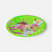 Papieren Borden, Happy Birthday Pink Fairy Ice Cre Papieren Bordje (Gekanteld)