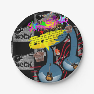 Papieren Borden, Happy Birthday Rock Music Guitar Bordje