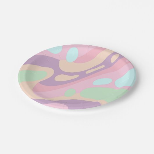 Papieren Borden Happy Kleurrijke Pastel Papieren Bordje (Gekanteld)