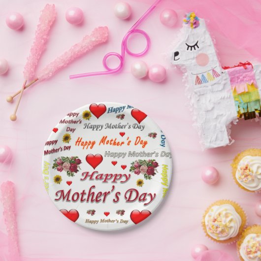 Papieren borden Happy Moederdag Papieren Bordje (Feest)