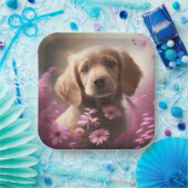 Papieren borden hond Bloem Bordje (Feest)