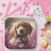 Papieren borden hond Bloem Bordje (Feest)