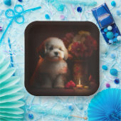 Papieren borden hond Bloem Bordje (Feest)