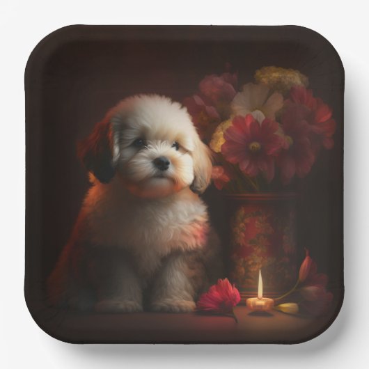 Papieren borden hond Bloem Bordje (Voorkant)