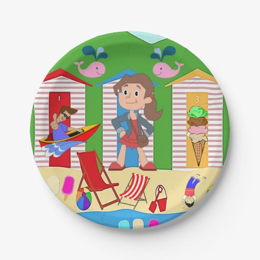 Papieren Borden, Ice Cream Beach Fun Bordje (Voorkant)