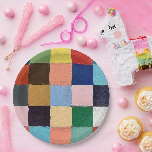 Papieren Borden in Funky Squares Design Papieren Bordje (Feest)