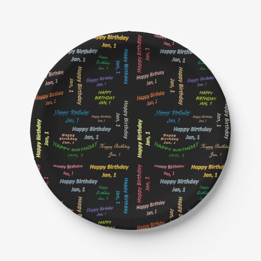 Papieren Borden januari, 1 verjaardag Papieren Bordje (Voorkant)