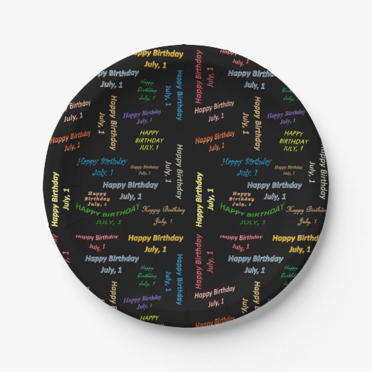 Papieren Borden juli, 1 verjaardag Bordje (Voorkant)