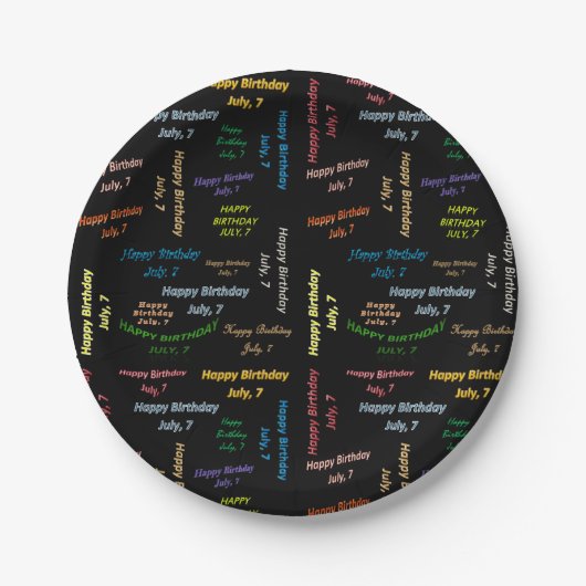 Papieren Borden juli, 7 verjaardag Papieren Bordje (Voorkant)