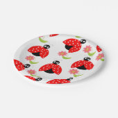 Papieren Borden, Ladybug Floral Flowers Papieren Bordje (Gekanteld)