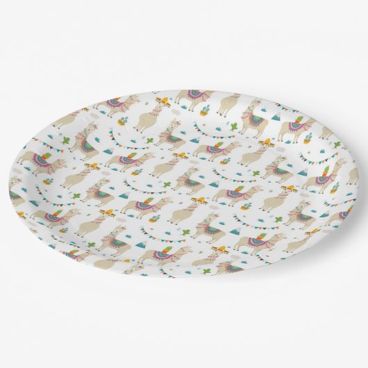 Papieren Borden - Llama Garden Party Papieren Bordje (Gekanteld)