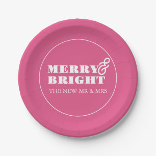 Papieren Borden Merry & Bright Pink Bordje