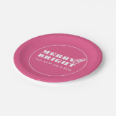 Papieren Borden Merry & Bright Pink Bordje (Gekanteld)