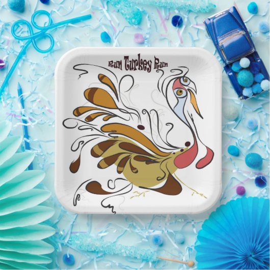 Papieren borden met een grappig kalkoenontwerp papieren bordje (Feest)