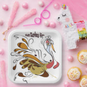 Papieren borden met een grappig kalkoenontwerp papieren bordje (Feest)