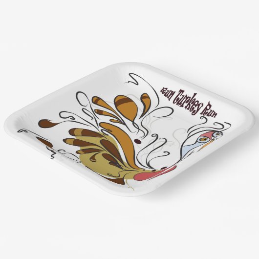 Papieren borden met een grappig kalkoenontwerp papieren bordje (Gebogen)