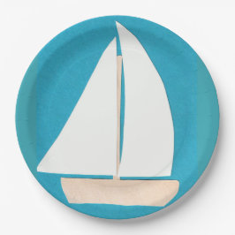 Papieren Borden met een ontwerp voor een zeilboot Bordje