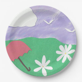 Papieren Borden met een openluchtscène Papieren Bordje