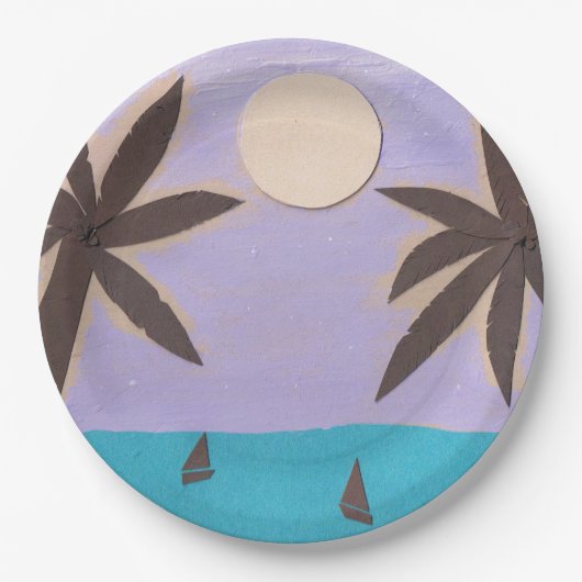 Papieren Borden met een palmstructuur Papieren Bordje (Voorkant)