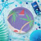 Papieren Borden met een strandscène Bordje (Feest)